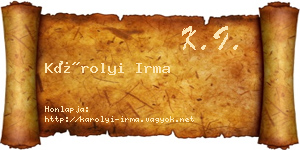 Károlyi Irma névjegykártya