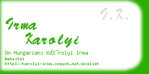 irma karolyi business card